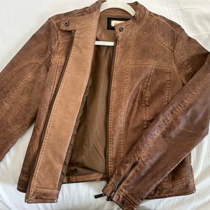 BROWN FAUX LEATHER JOUJOU JACKET